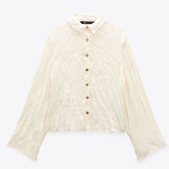 Zara Wrinkled Look Blouse Shirt New - Picture 7 of 7